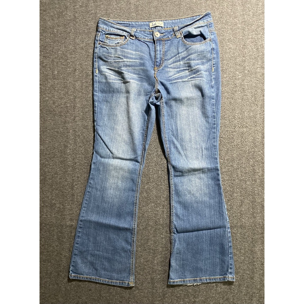 Lei Jeans Womens Junior Blue Sophia Hipster Flare Mid Rise Stretch Denim Size 13